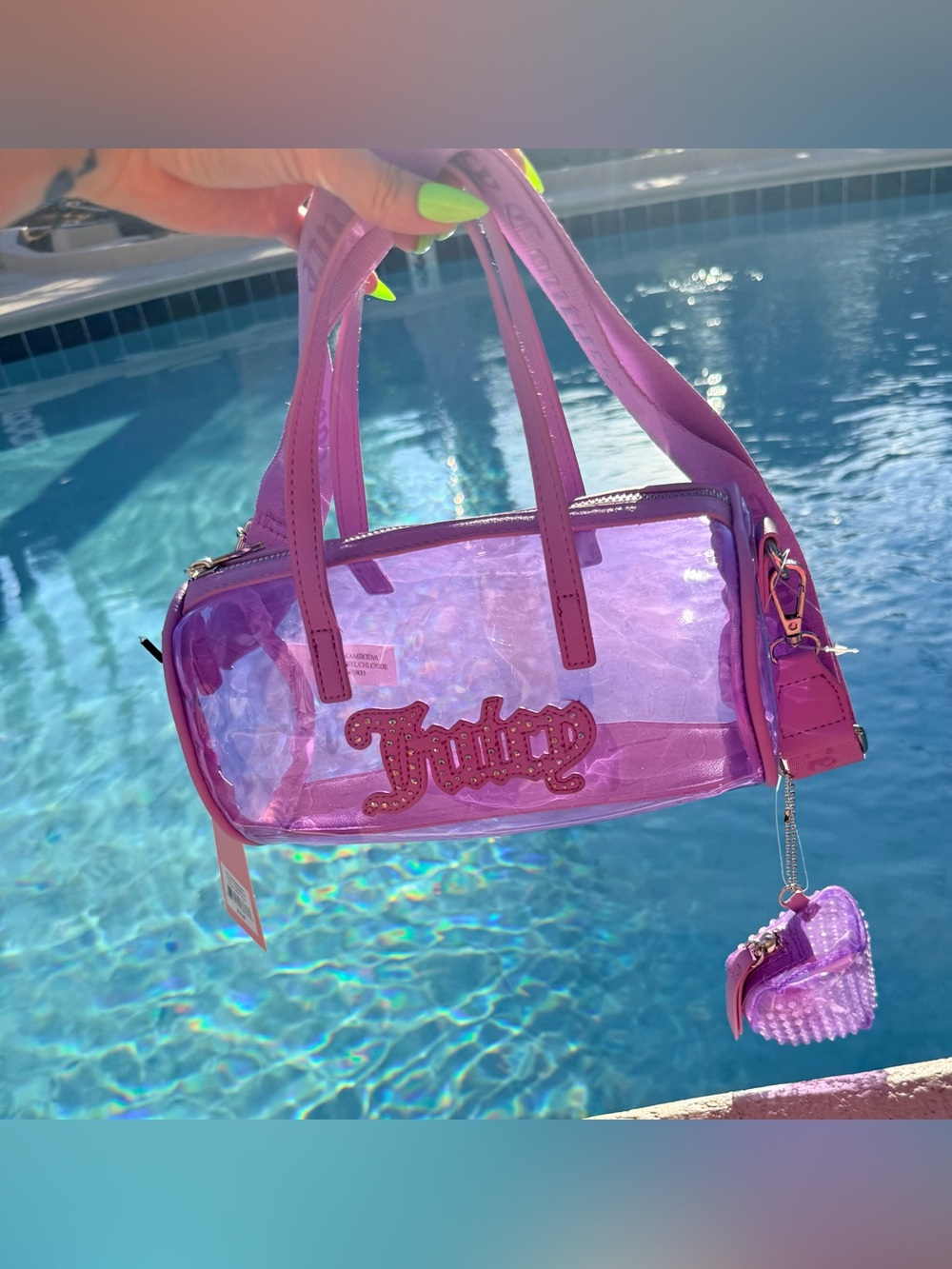 *NWT*Juicy Couture Purple Transparent Barrel Mini Bag